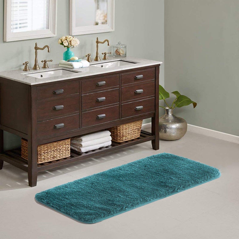 Suchtale Large Bathroom Rug Extra Soft and Absorbent Shaggy Bath Mat Machine Washable Microfiber Bathroom Non Slip Mat for Bath Floor Mats - Rubber Back (24 x 60 Teal) - Image 1